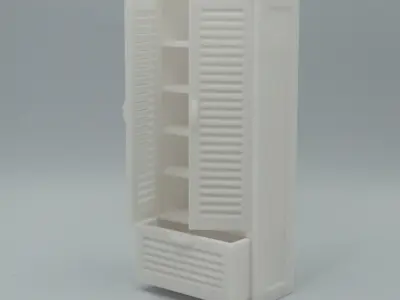 Classic Bedroom wardrobe with functional door 3D print model