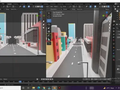 Cartoon city Free low-poly 3D model