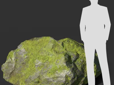 Low poly sharp block mossy rock 181114 Low-poly 3D model