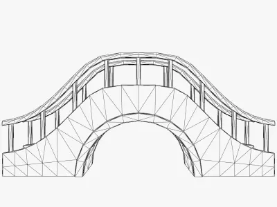Japanese Bridge Low-poly 3D model