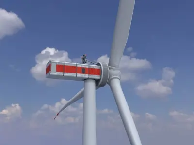 Wind-turbine with foundation E-175 rotor-diameter 172m Low-poly 3D model