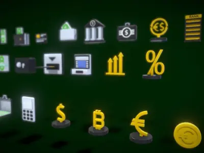 3D Button Collections3 3D Model Low-poly 3D model