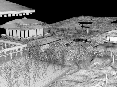 Underwater with lights and reeds 3D model