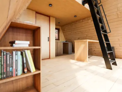 Timber Frame Architectural a frame house with structural details 3D model