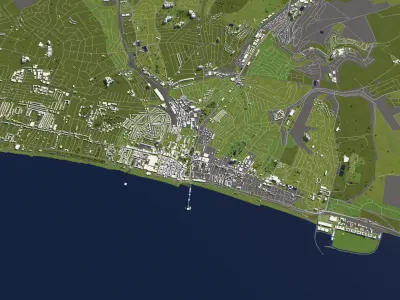 Brighton 50x50km City Map Model 3D model