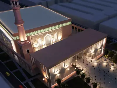 Mosque model religious worship building or masjid 3D model