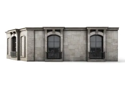 Tenement Building Upper Floor Low-poly 3D model