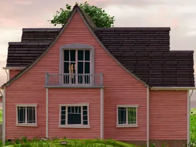 American Style Cottage Exterior 01 Low-poly 3D model