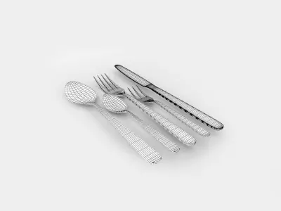 Cutlery spoon knife and fork 3D model