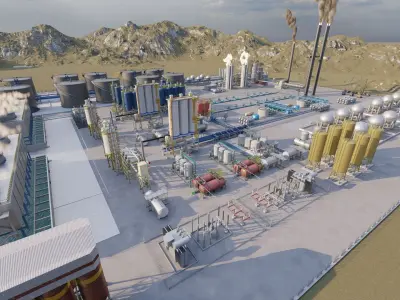 Petrochemical-Complex and Oil Gas Rig-Refinery power plant 3D model