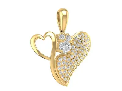 Elegant Heart Pendant w Pave Diamonds and Open Heart Accent 1879 3D print model