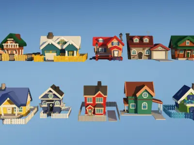 Houses - Toon Low-poly 3D model