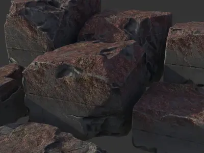 Stone Blocks Low-poly 3D model