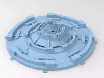 Sci fi sphere garden path Low-poly 3D model