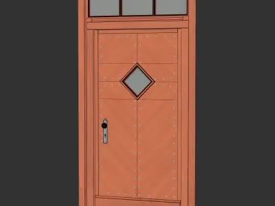 Wood Entrance Door 5 3D model