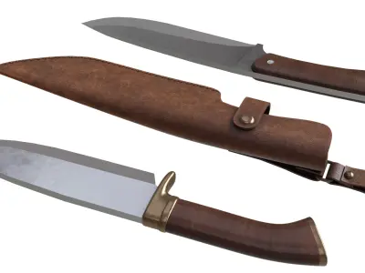 Hunter Knife Low-poly 3D model