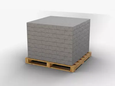 Wooden Pallet with Bricks 5 3D model