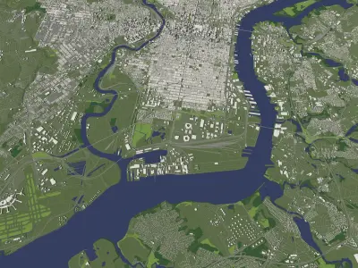 Philadelphia USA in 20 km x 20 km - city and urban 3D model