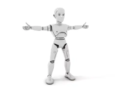 Silver Robot Humanoid model pack Low-poly 3D model