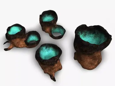 Alien Tubes - Blue Low-poly 3D model