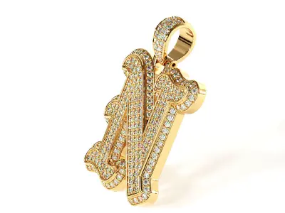 Tattoo fonts N alphabet pendent 3D print model
