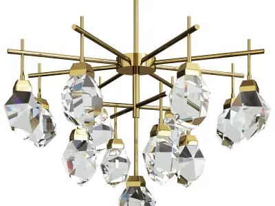 CRISTEL B gold chandelier with crystals Low-poly 3D model