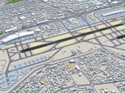 Dubai International Airport 10km Low-poly 3D model