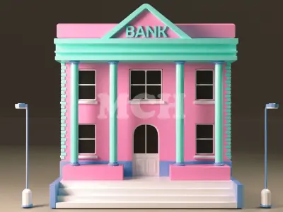 isometric Bank Low-poly 3D model