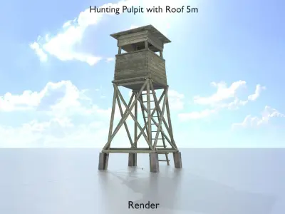 Hunting Pulpit with Roof 5m Low-poly 3D model