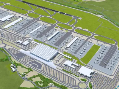 London Stansted Airport 12km Low-poly 3D model