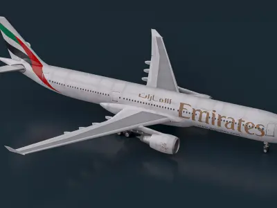  Emirates Airbus A330-200 Rigged for Maya 