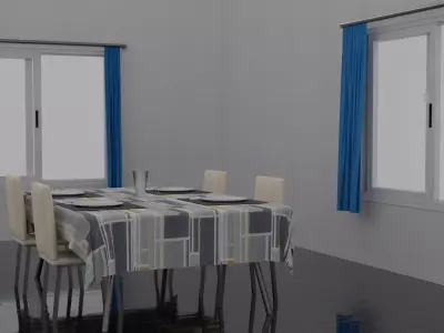 Dinning Table Set Low-poly 3D model