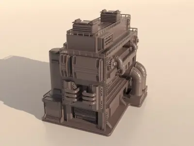Sci-fi Factory building for 3Dprint 3D print model