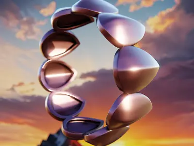 AquaShield Teardrop Ring - Customizable Futuristic Jewelry 91 3D print model