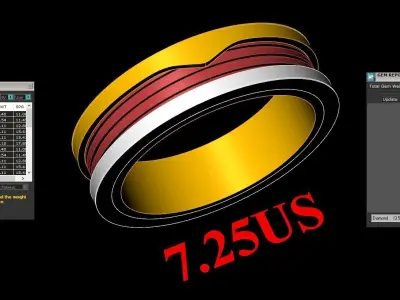 Light Gold Diamond Men Ring 2MR087 3D model