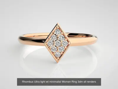 5 Geometric shape Ultra light wt minimalist Women Ring 3dm stl 3D Model Pack