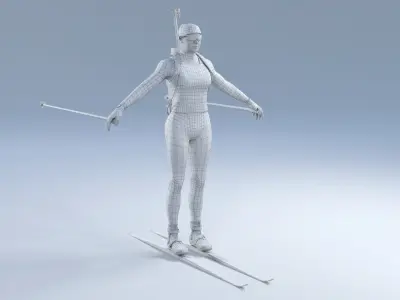  Female Biathlete Animated HQ Editorial License 