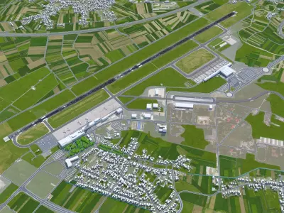 Zagreb Franjo Tudjman Airport 10km Low-poly 3D model