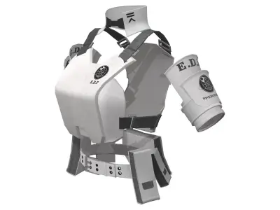 Female Sci-Fi Tactical Bulletproof Vest Ammunition Belt Set Low-poly 3D model