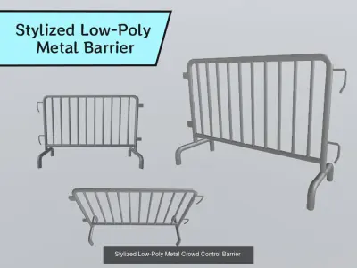 Stylized Low-Poly Road Barrier Collection 3D Model Pack