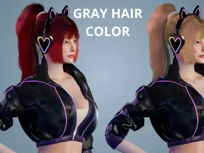 Cyber Girl - Game Ready Low-poly 3D model