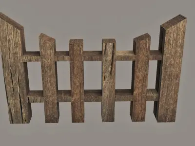 Wooden Fence Pack - 10 Fences Low-poly 3D model