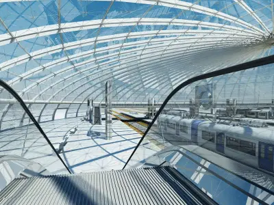 Train Station Building Interior 2 3D model