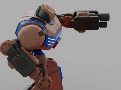 Combat robot rigged - animated character 3D model