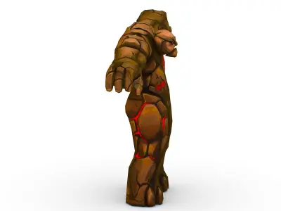 Big Grey Stone Golem Monster Giant Mining Heroes Rock Low-poly 3D model