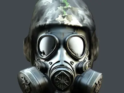 Gas mask helmet 3d model military combat Low-poly  Low-poly 3D model