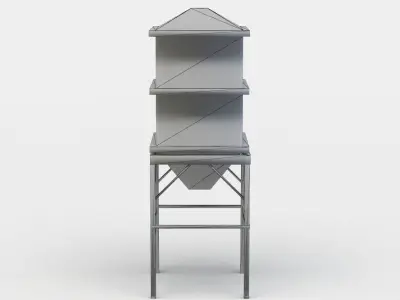 Water tank Low-poly 3D model 8