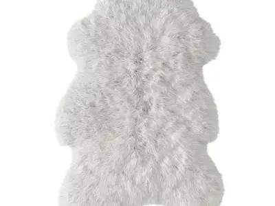 White fluffy sheepskin carpet 3D model