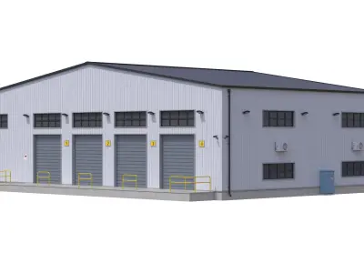 Industrial Building Low-poly 3D model 11
