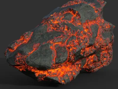 Low poly Lava Rock A-190427 Low-poly 3D model
